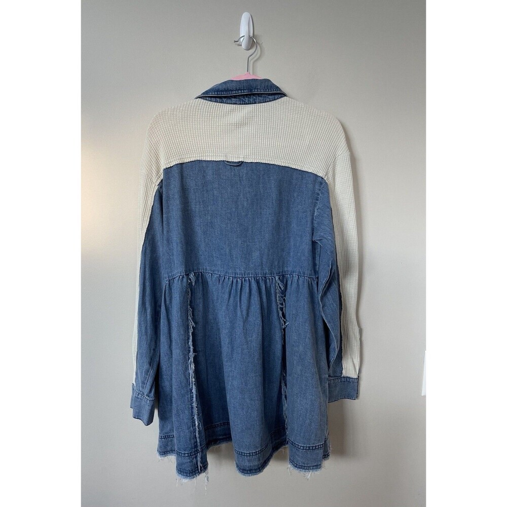 Free People Mini Tunic Dress Women Boho Blue Kenny Denim Vacay Pocket Sz S NWT - Picture 6 of 14
